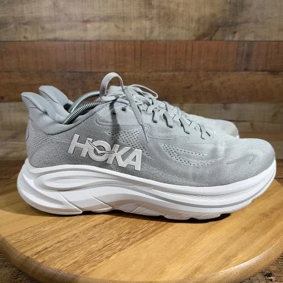 Hoka Clifton 10 Shoes Mens 11.5 Grey Running Cushioned Road Sneakers - Picture 3 of 9